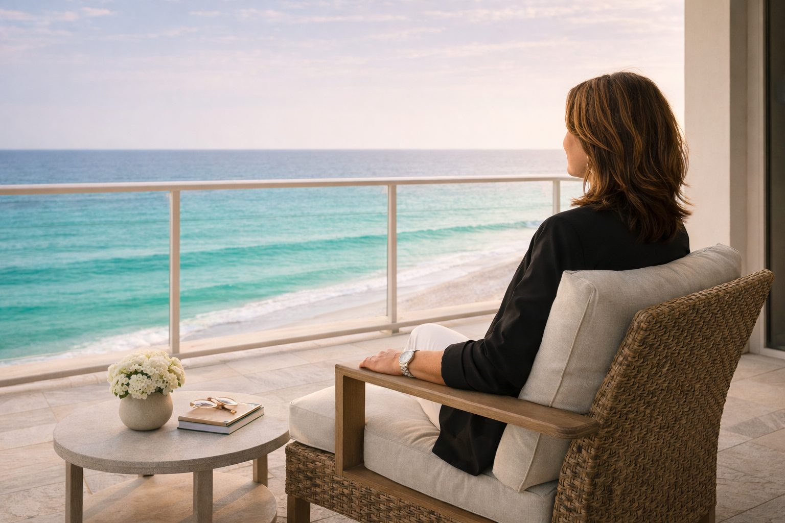 Refined coastal setting overlooking emerald Gulf waters in Northwest Florida