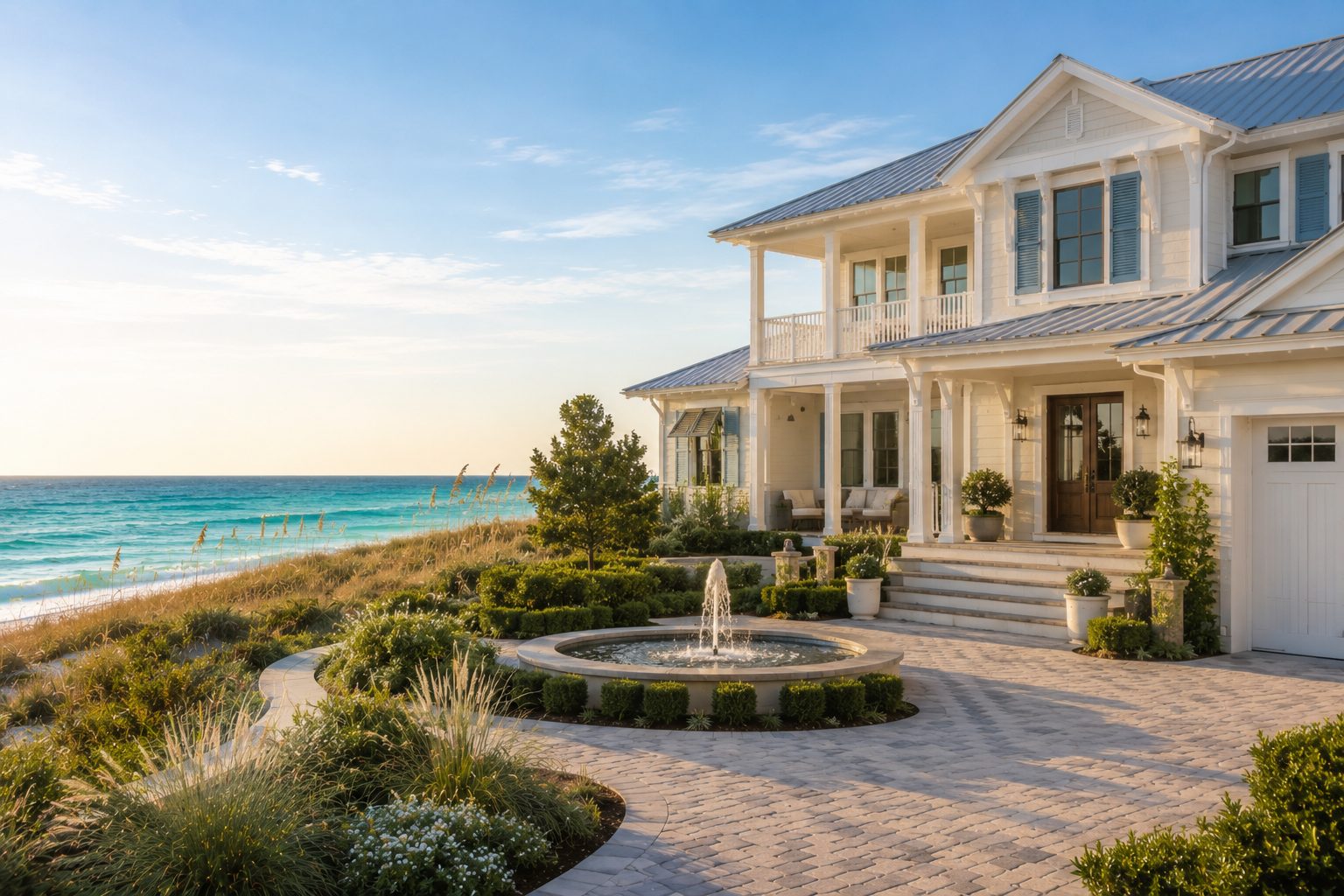 Well-maintained coastal luxury home with driveway along Scenic Highway 30A Florida