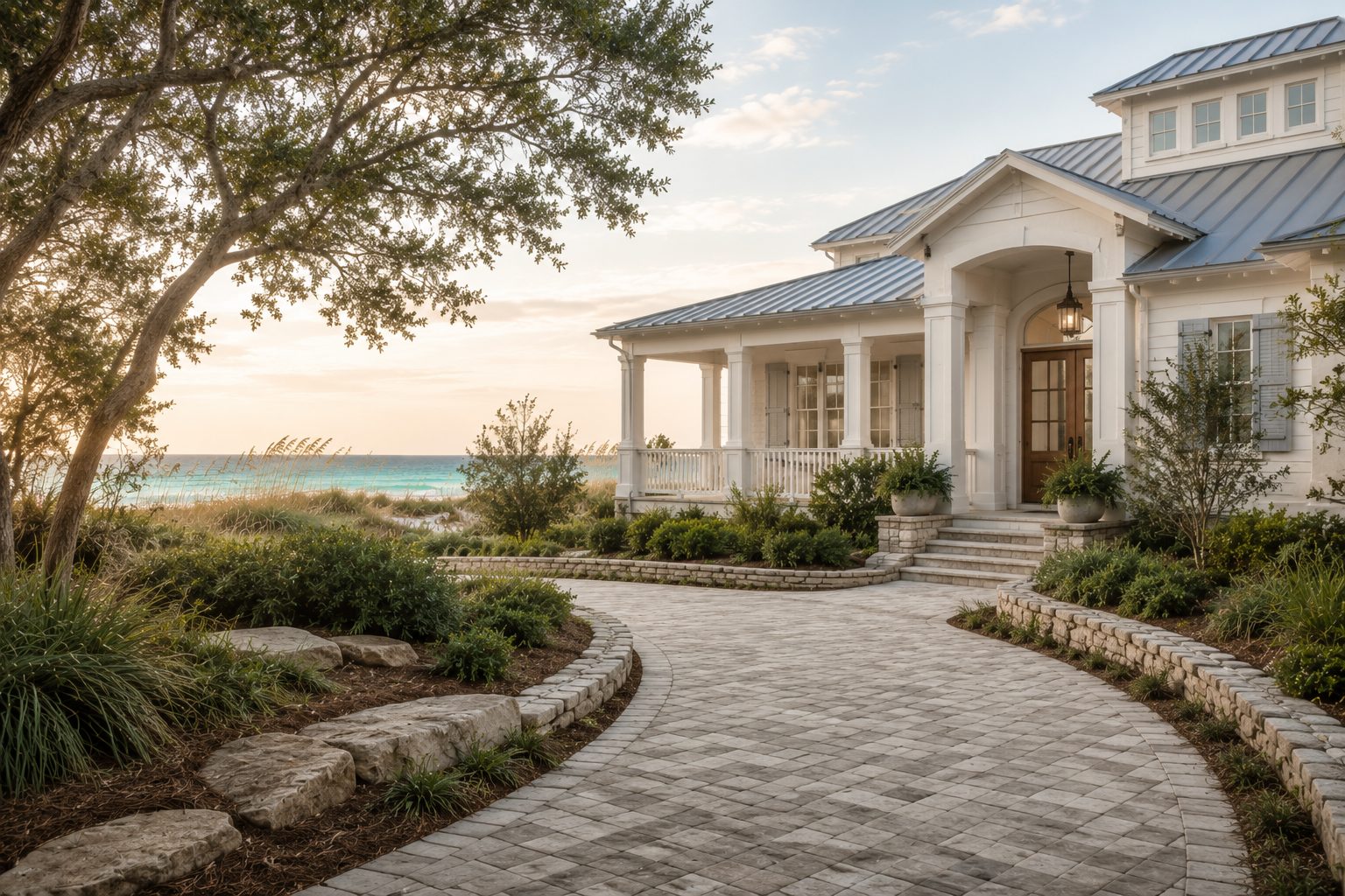 Timeless coastal luxury home with mature landscaping along Scenic Highway 30A Florida